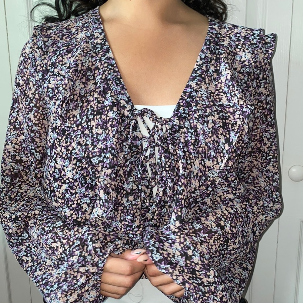Black Floral Printed Top